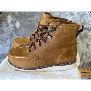 Brunt Marin Unlined Work Boots Mens Brown Leather Waterproof Mock Toe 13M Boot